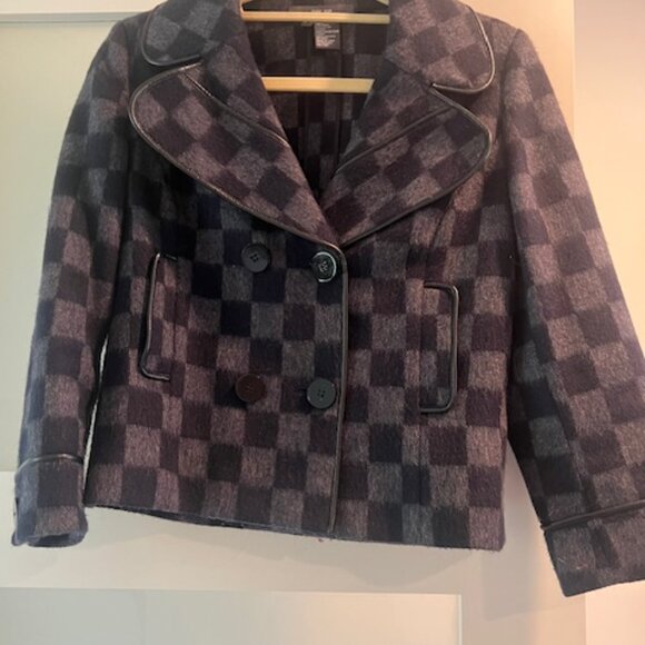 Per Se, Navy & Gray Checkered Wool Jacket, Size 4 - Picture 3 of 11